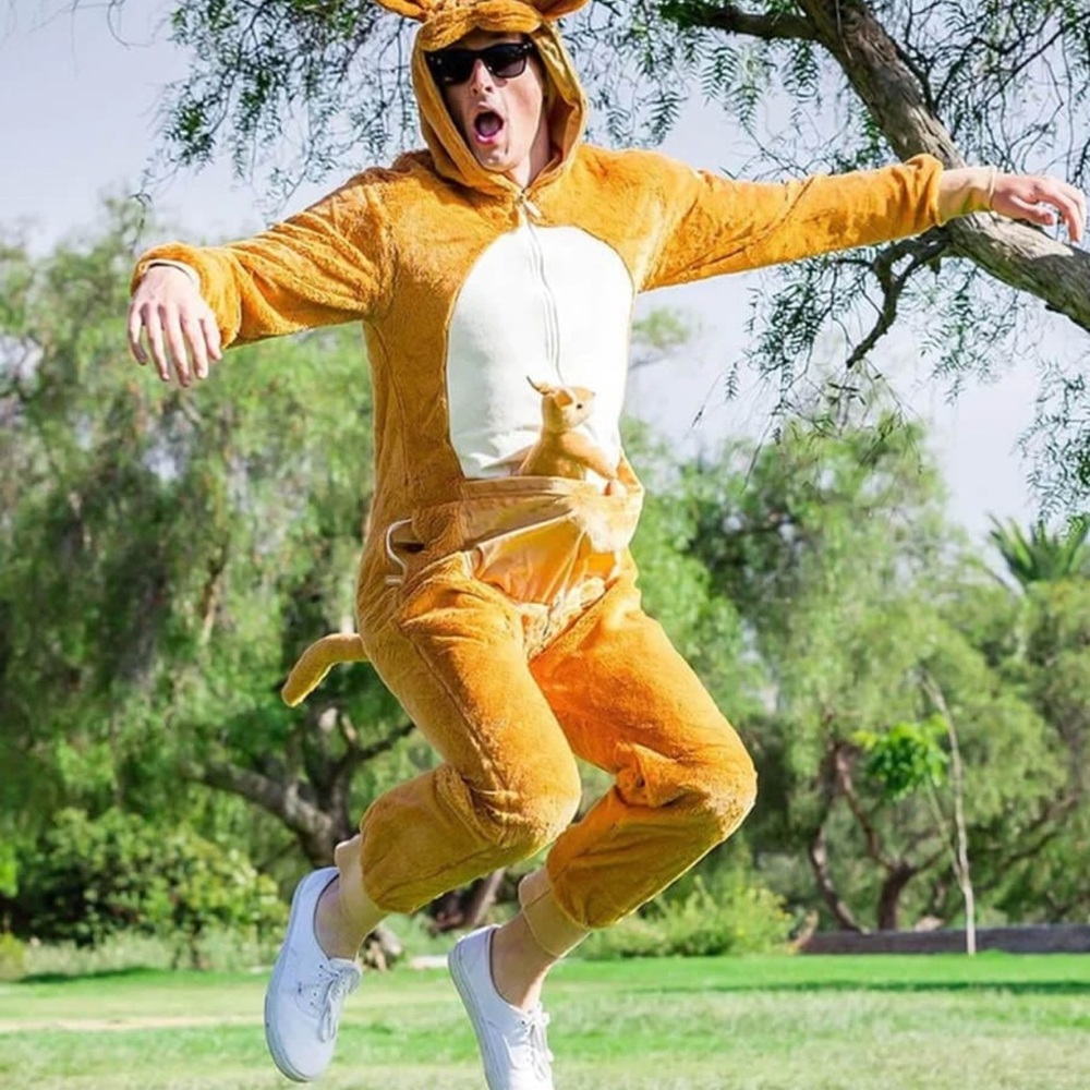 Kids Plush Kangaroo Costume - Gold Hoodie Jumpsuit